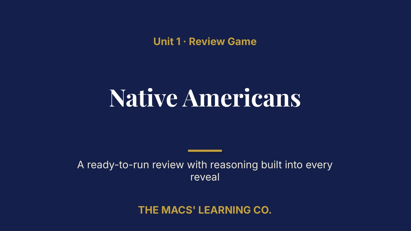 Grade 7 U.S. History I Unit 1 title page: Native Americans.
