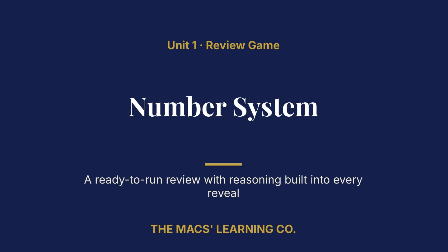Grade 8 Math Unit 1 title page for Number System.