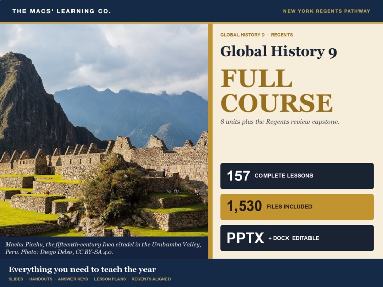 Global History 9 Regents Curriculum Full Year Bundle NYS Enduring Issues CRQ cover