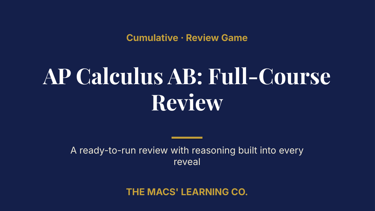 AP Calculus AB Cumulative: Full-Course Review | Editable PowerPoint: original title sample, PDF page 1.