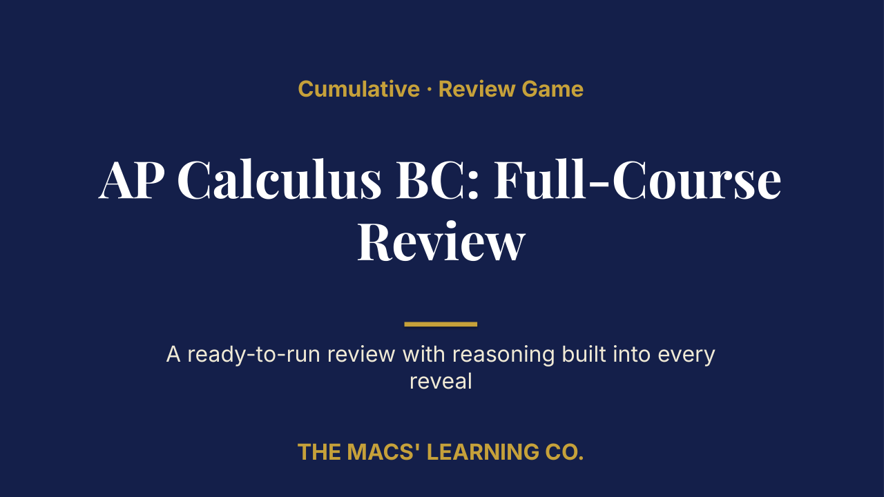 AP Calculus BC Cumulative: Full-Course Review | Editable PowerPoint: original title sample, PDF page 1.