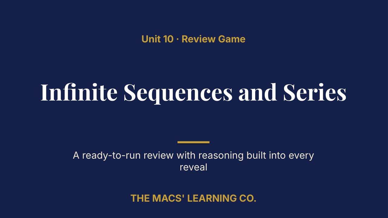 AP Calculus BC Unit 10 Review | Editable PowerPoint: original title sample, PDF page 1.