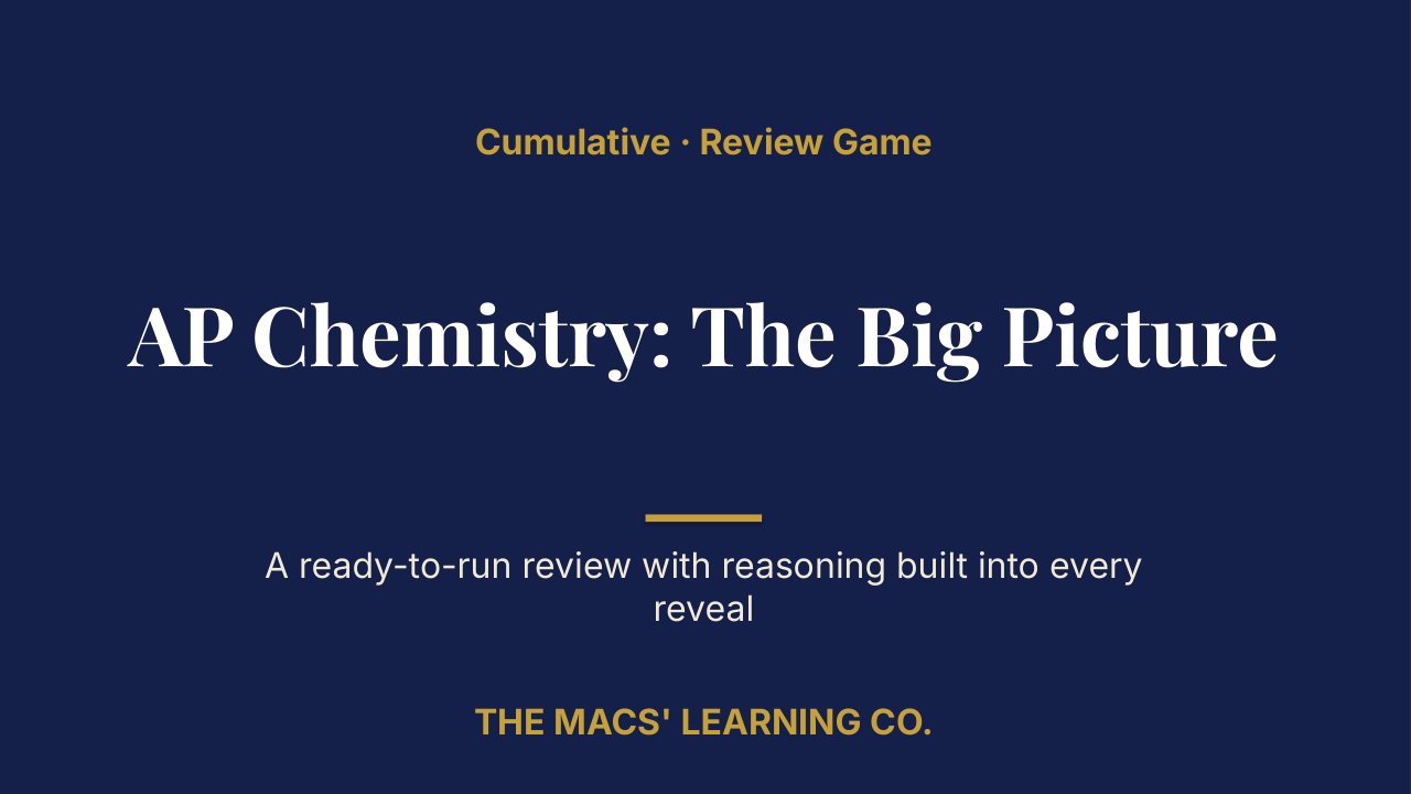 AP Chemistry Cumulative: The Big Picture Review | Editable PowerPoint: original title sample, PDF page 1.