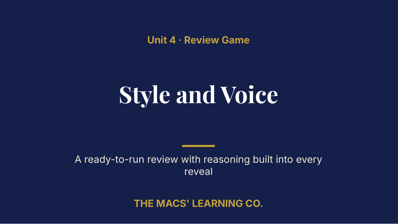 AP English Language and Composition Unit 4 Review | Editable PowerPoint: original title sample, PDF page 1.