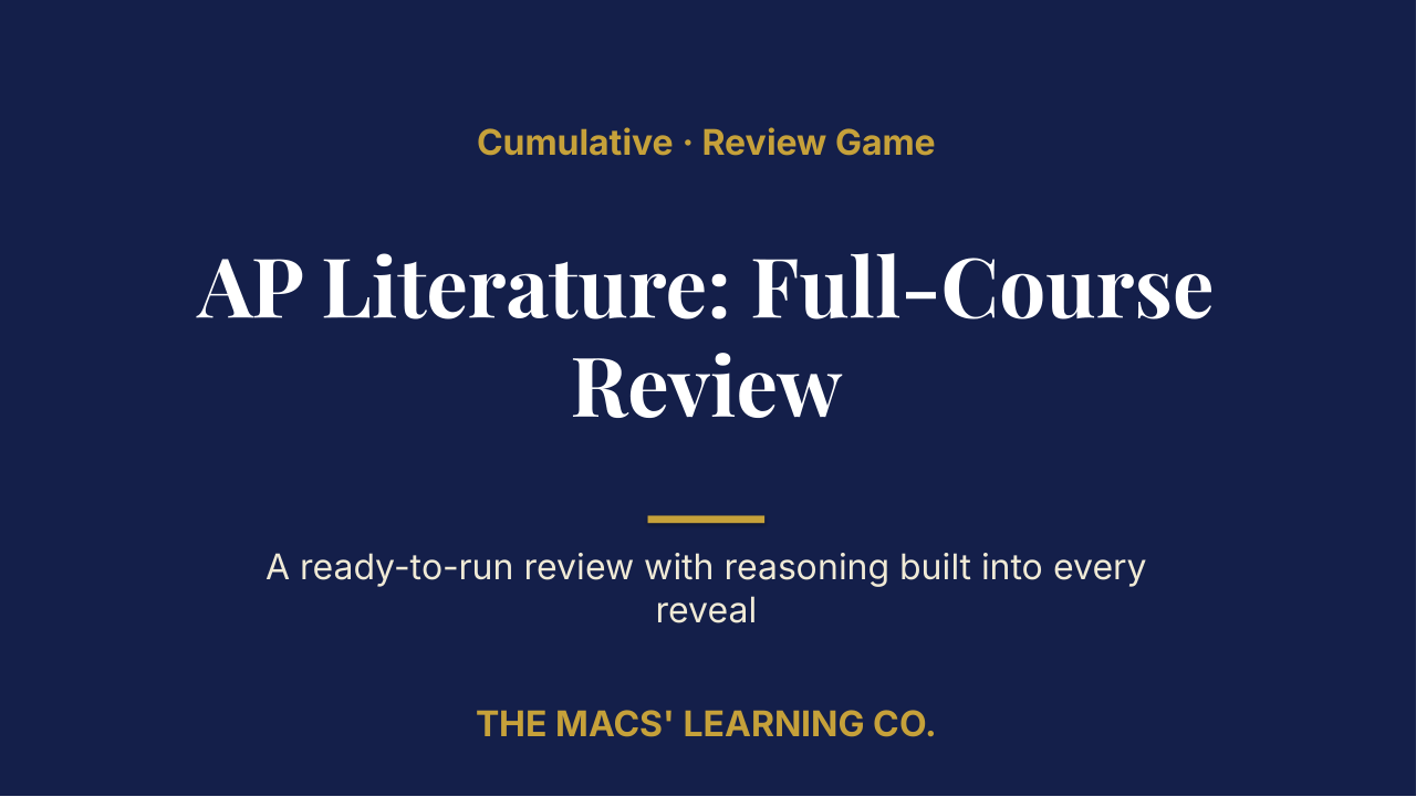AP English Literature and Composition Cumulative Review | Editable PowerPoint: original title sample, PDF page 1.