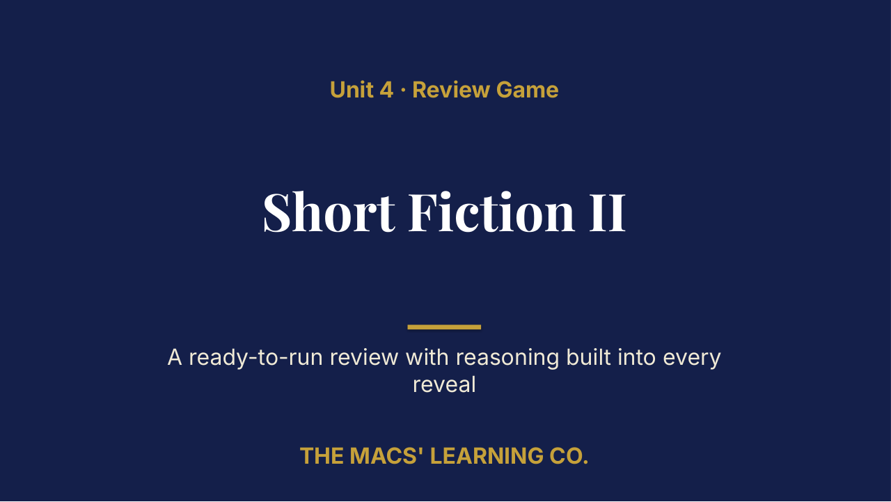AP English Literature and Composition Unit 4 Review | Editable PowerPoint: original title sample, PDF page 1.