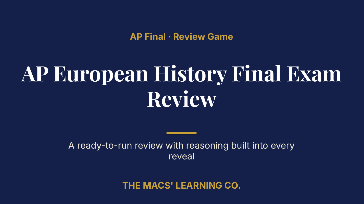 AP European History AP Final Review | Editable PowerPoint: original title sample, PDF page 1.