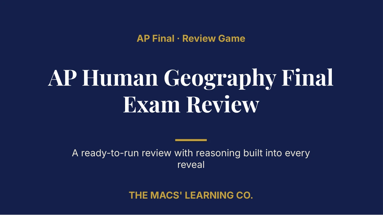 AP Human Geography AP Final Review | Editable PowerPoint: original title sample, PDF page 1.