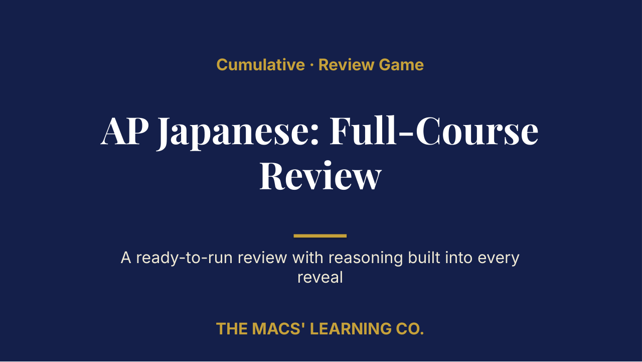 AP Japanese Language and Culture Cumulative Review | Editable PowerPoint: original title sample, PDF page 1.