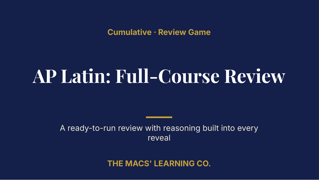 AP Latin Cumulative: Full-Course Review | Editable PowerPoint: original title sample, PDF page 1.