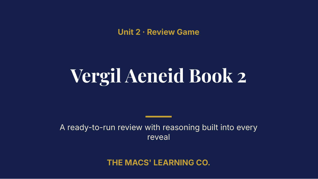 AP Latin Unit 2: Vergil Aeneid Book 2 Review | Editable PowerPoint: original title sample, PDF page 1.