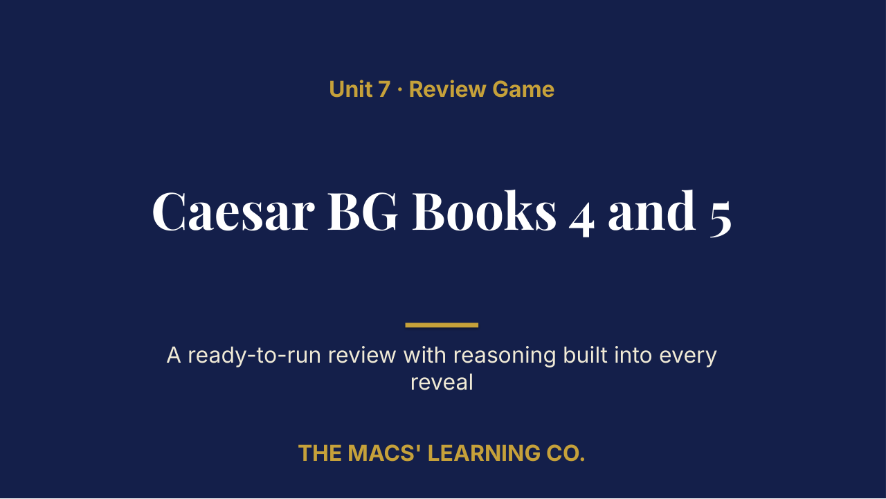 AP Latin Unit 7: Caesar BG Books 4 and 5 Review | Editable PowerPoint: original title sample, PDF page 1.