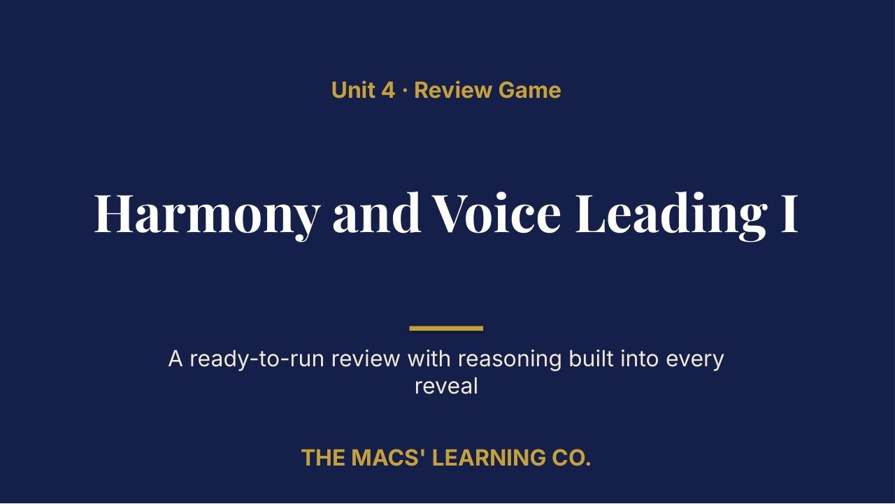 AP Music Theory Unit 4 Review | Editable PowerPoint: original title sample, PDF page 1.
