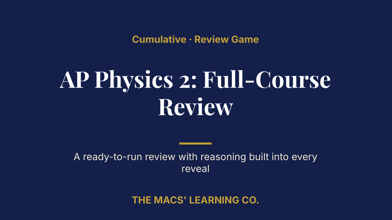 AP Physics 2 Cumulative: Full-Course Review | Editable PowerPoint: original title sample, PDF page 1.