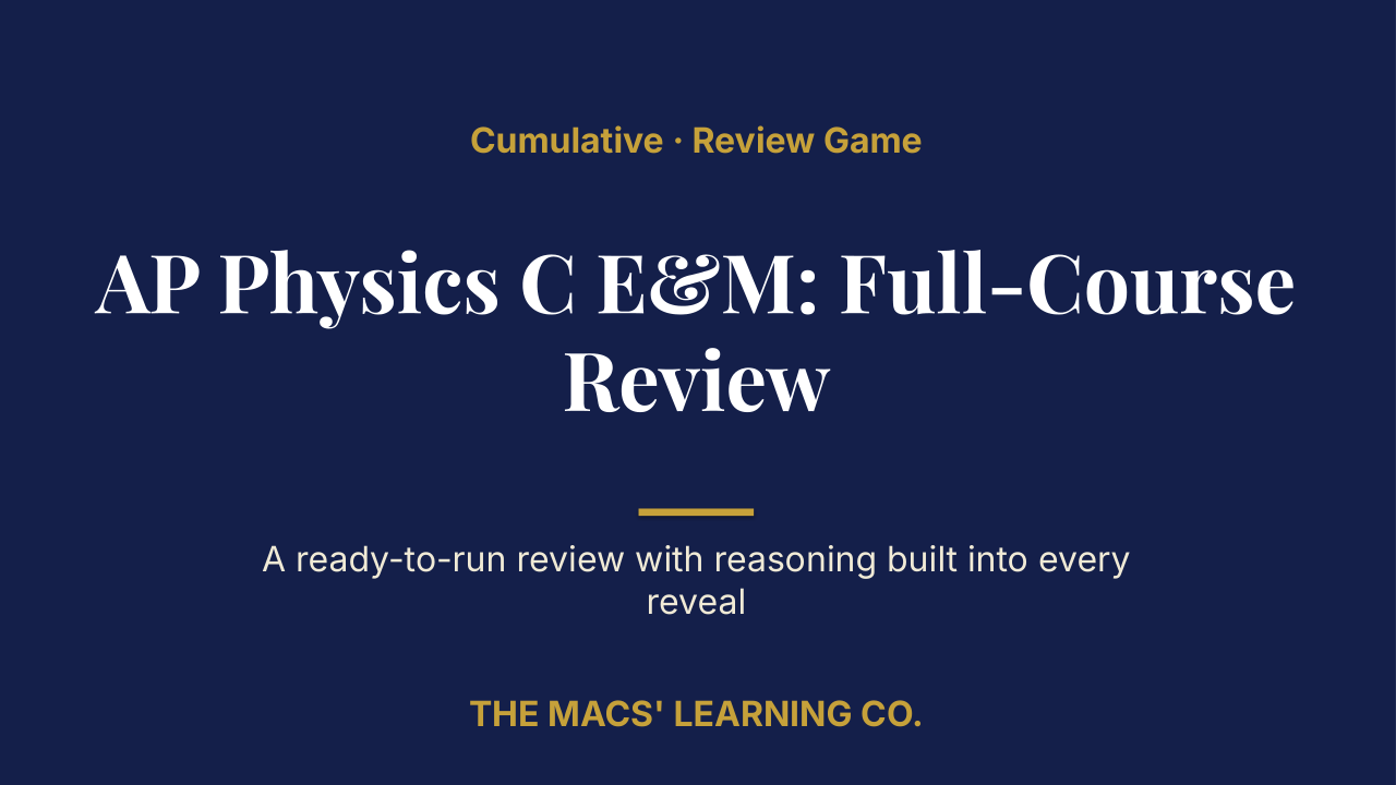 AP Physics C E&M Cumulative: Full-Course Review | Editable PowerPoint: original title sample, PDF page 1.