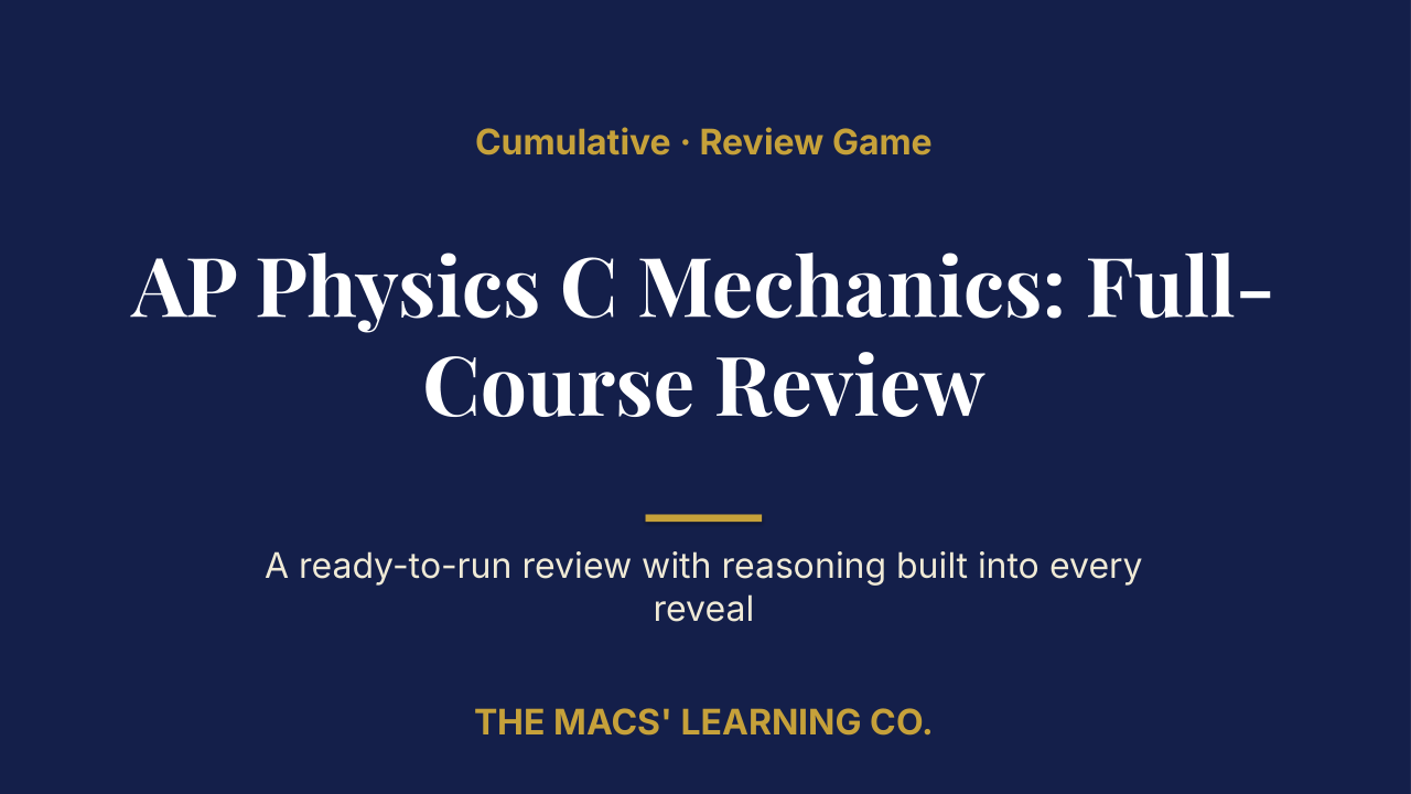 AP Physics C Mechanics Cumulative: Full-Course Review | Editable PowerPoint: original title sample, PDF page 1.