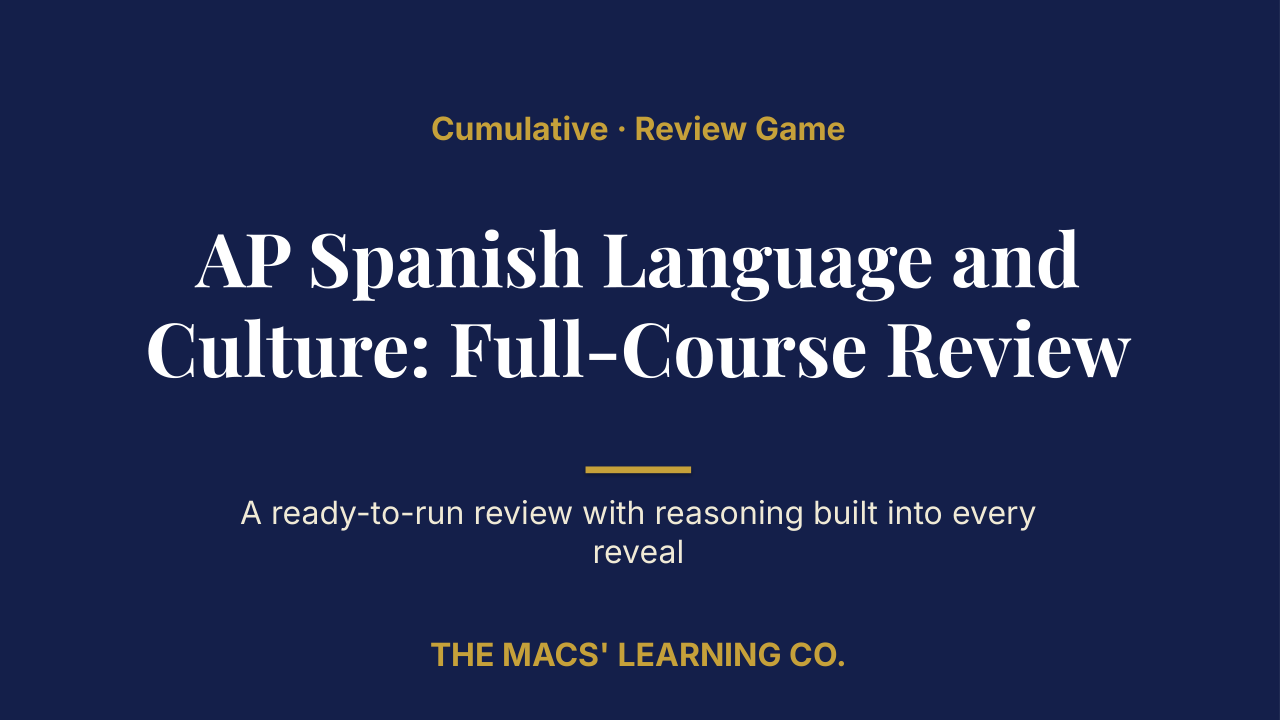 AP Spanish Language and Culture Cumulative Review | Editable PowerPoint: original title sample, PDF page 1.