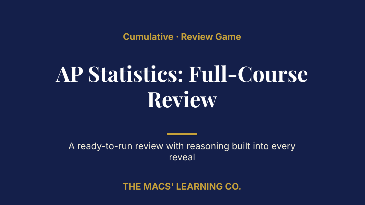 AP Statistics Cumulative: Full-Course Review | Editable PowerPoint: original title sample, PDF page 1.