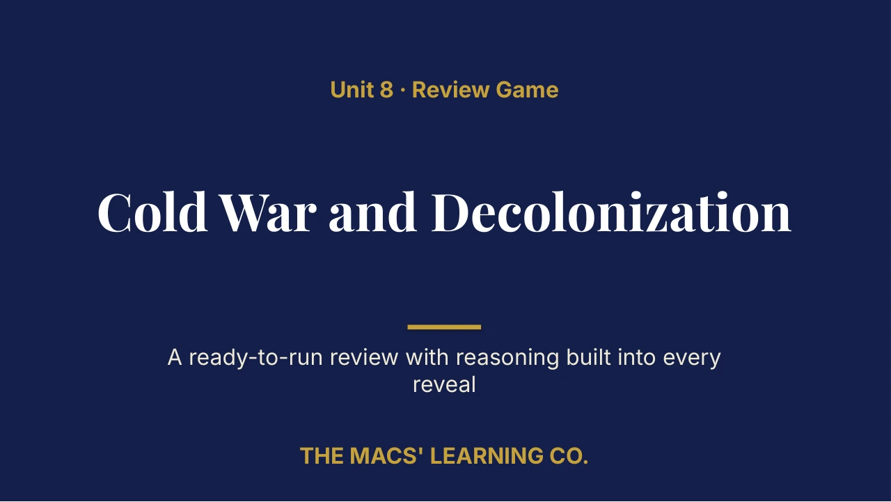 AP World History: Modern Unit 8 Review | Editable PowerPoint: original title sample, PDF page 1.