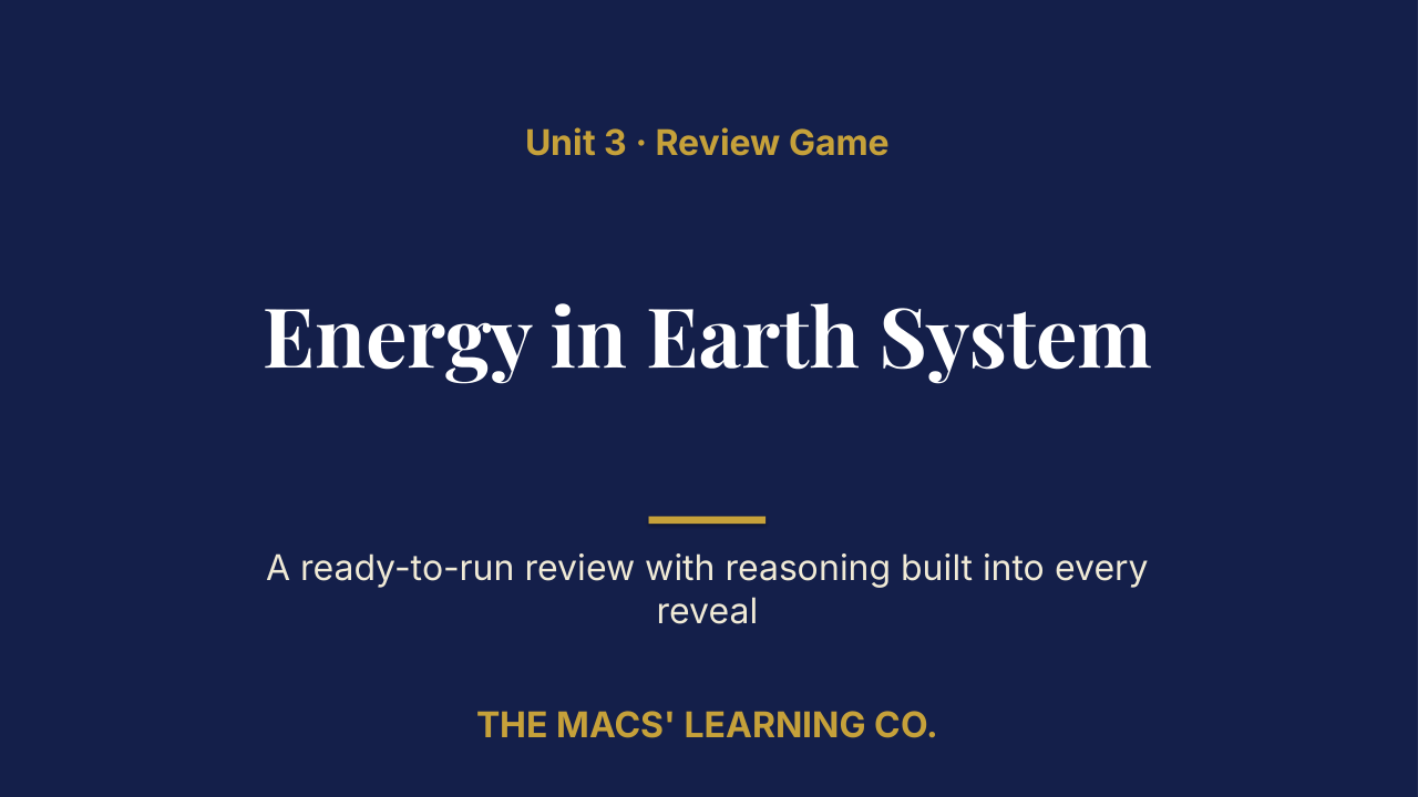 Earth and Space Sciences Unit 3 Review | Editable PowerPoint: original title sample, PDF page 1.