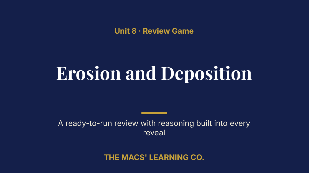 Earth and Space Sciences Unit 8 Review | Editable PowerPoint: original title sample, PDF page 1.