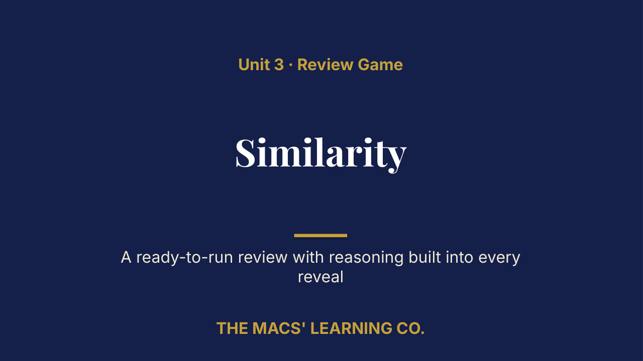 Geometry Unit 3: Similarity Review | Editable PowerPoint: original title sample, PDF page 1.