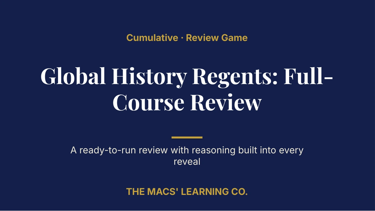 Grade 10 Global History II Cumulative Review | Editable PowerPoint: original title sample, PDF page 1.
