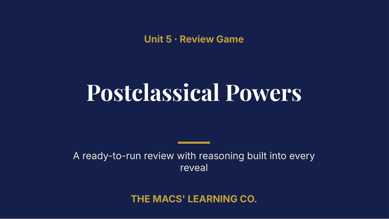 Grade 9 Global History I Unit 5 Review | Editable PowerPoint: original title sample, PDF page 1.
