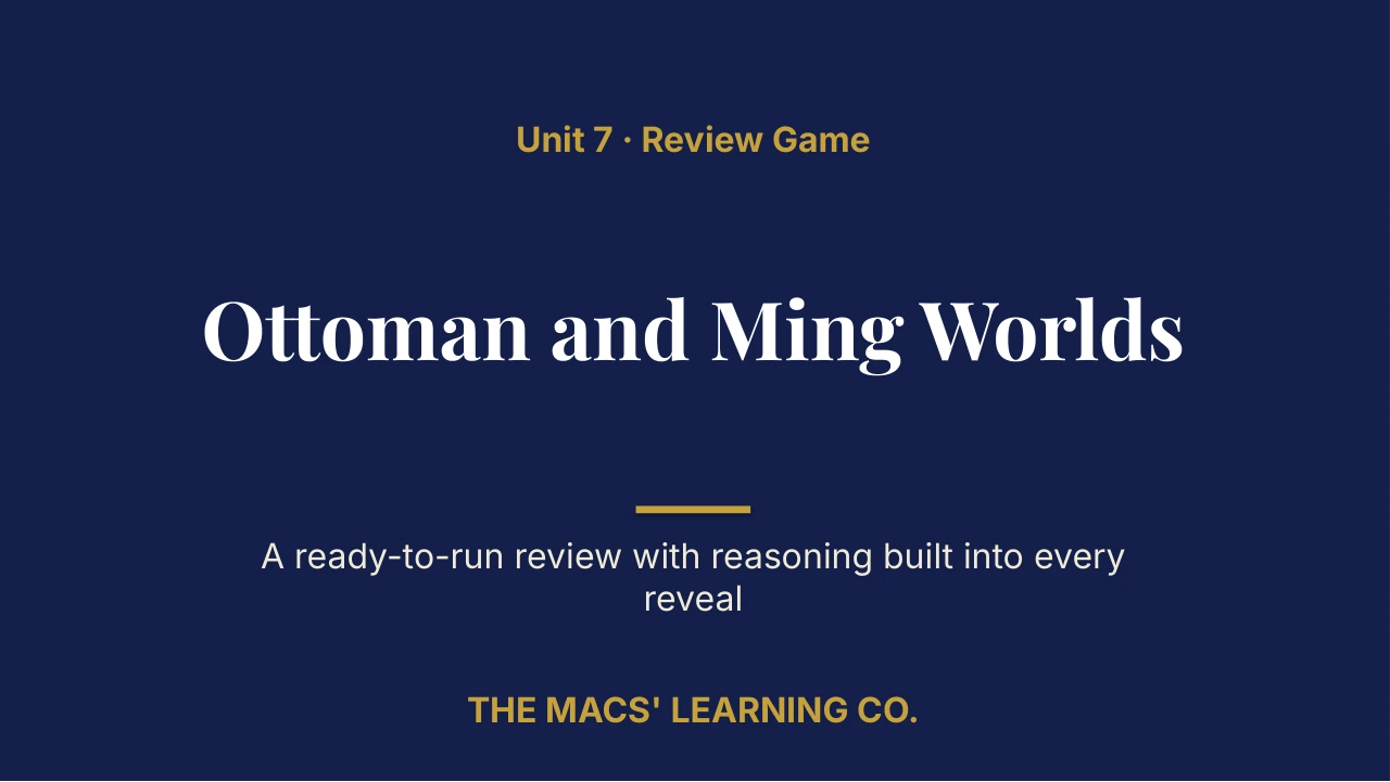 Grade 9 Global History I Unit 7 Review | Editable PowerPoint: original title sample, PDF page 1.