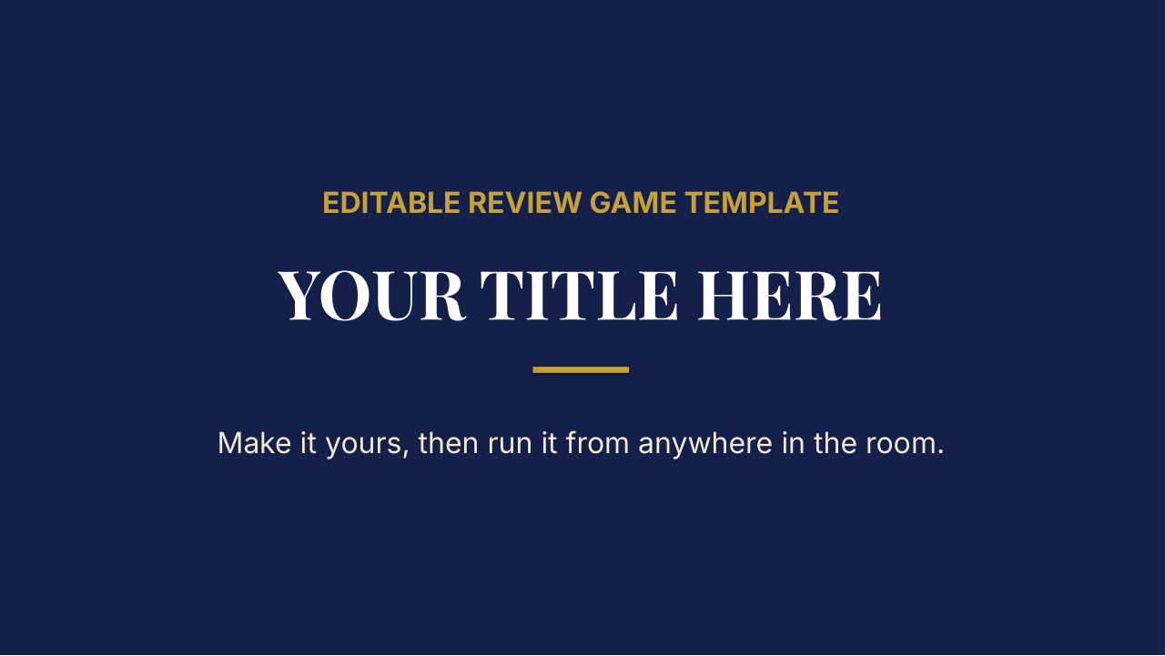 Editable Classroom Review Game Template | PowerPoint: original title sample, PDF page 1.