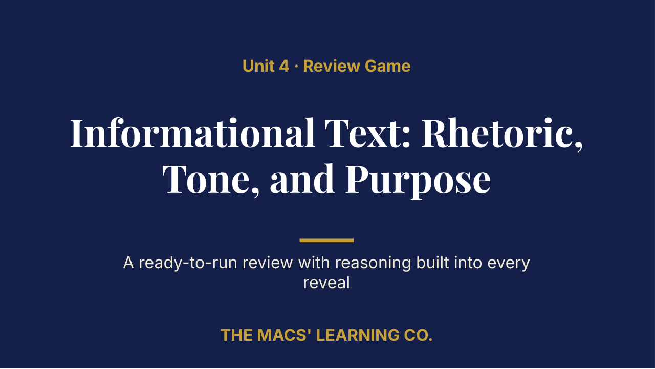 Grade 12 ELA Unit 4 Review | Editable PowerPoint: original title sample, PDF page 1.