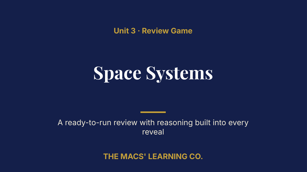 Grade 5 Science Unit 3: Space Systems Review | Editable PowerPoint: original title sample, PDF page 1.