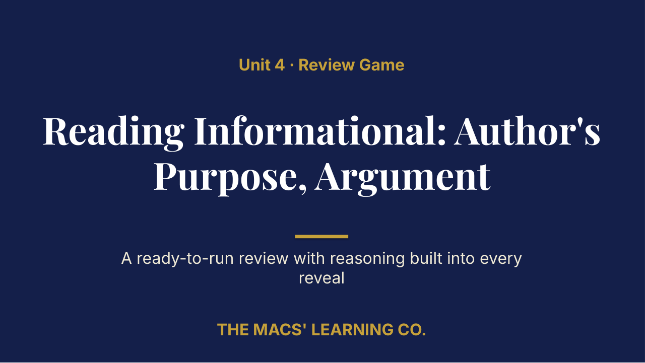 Grade 7 ELA Unit 4 Review | Editable PowerPoint: original title sample, PDF page 1.