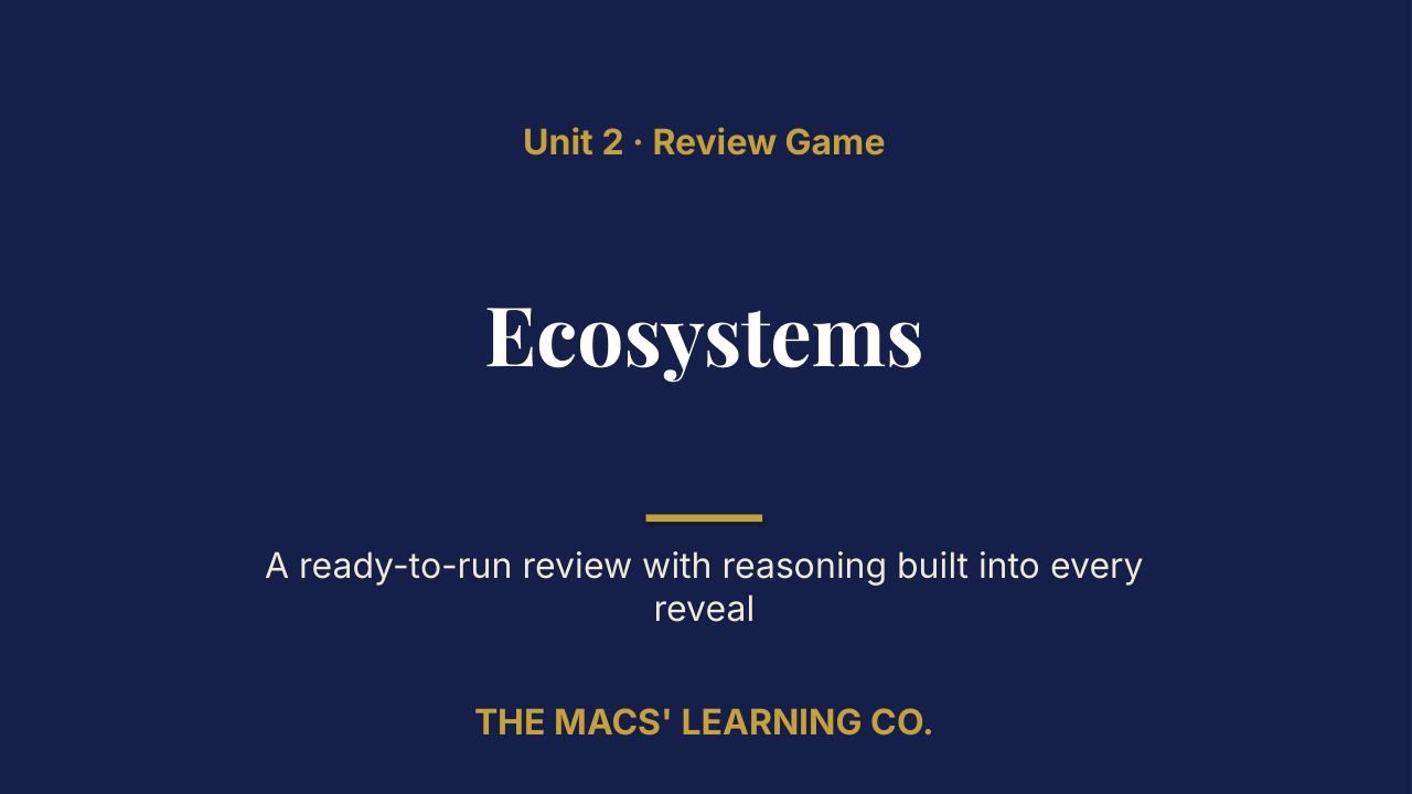 Grade 7 Science Unit 2: Ecosystems Review | Editable PowerPoint: original title sample, PDF page 1.