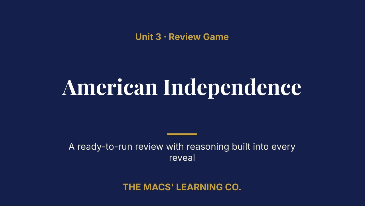 Grade 7 U.S. History I Unit 3 Review | Editable PowerPoint: original title sample, PDF page 1.