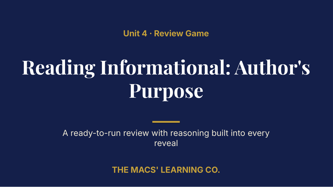 Grade 8 ELA Unit 4 Review | Editable PowerPoint: original title sample, PDF page 1.